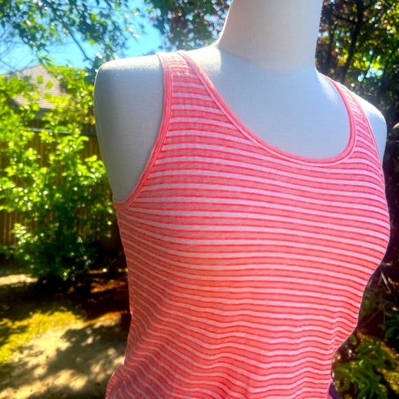 J CREW -Striped Neon Orange 100% linen Tank Top - Picture 3 of 6